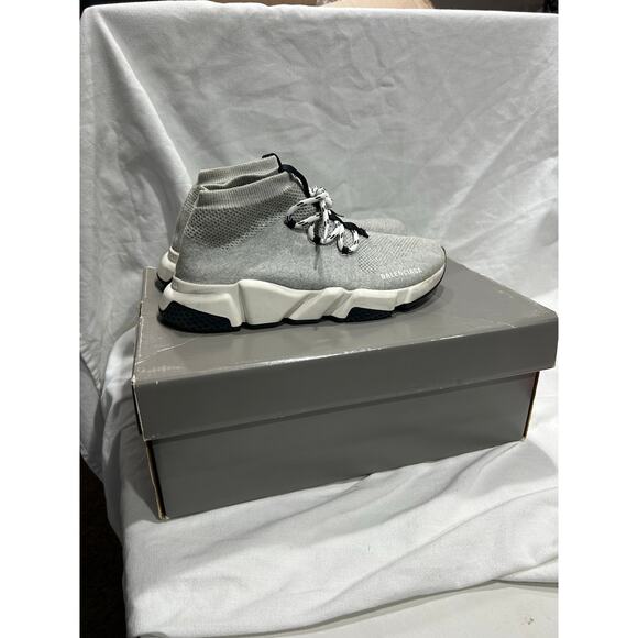 Pre-Owned In Box Balenciaga Speed Trainer Gray Men Size 9 Sock Sneakers Lace Up - Picture 3 of 9